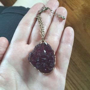Forever 21 Druzy Faux Amethyst Pendant